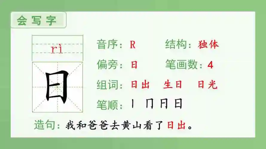 统编版一年级语文上册识字4日月水火生字课件ppt