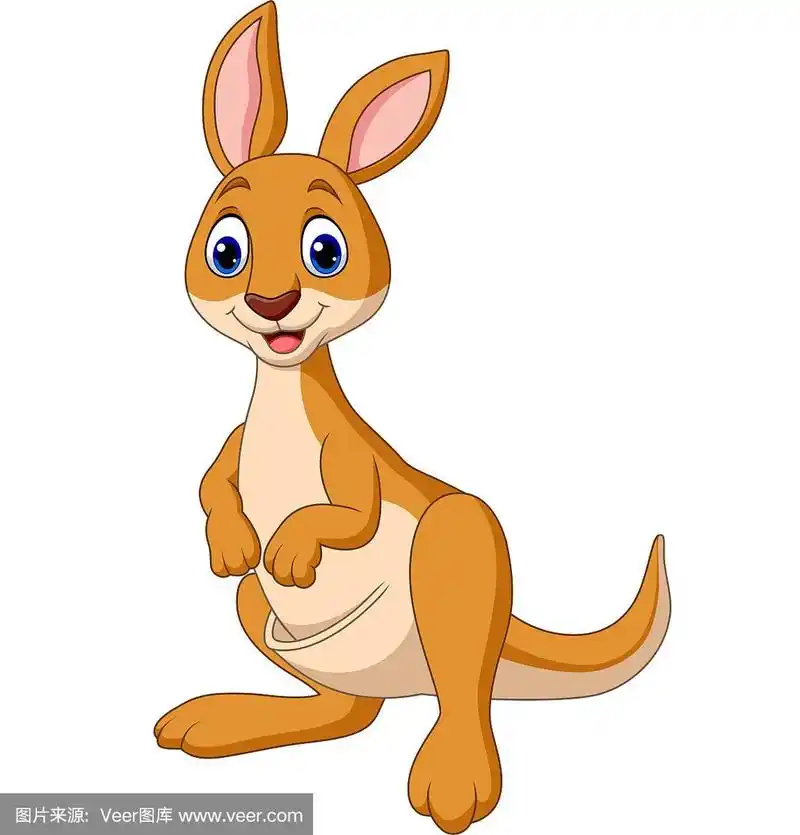 卡通快乐袋鼠孤立的白色背景