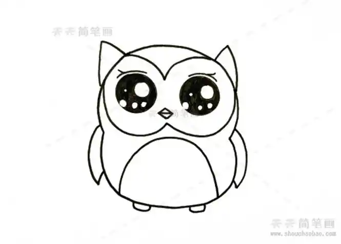 猫头鹰简笔画,猫头鹰简笔画涂色,猫头鹰怎么画,猫头鹰简笔画带颜色