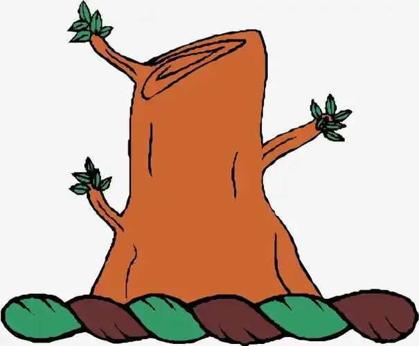 关键词 : 橘色,绿色,嫩芽,叶子,树桩,卡通,手绘,简图