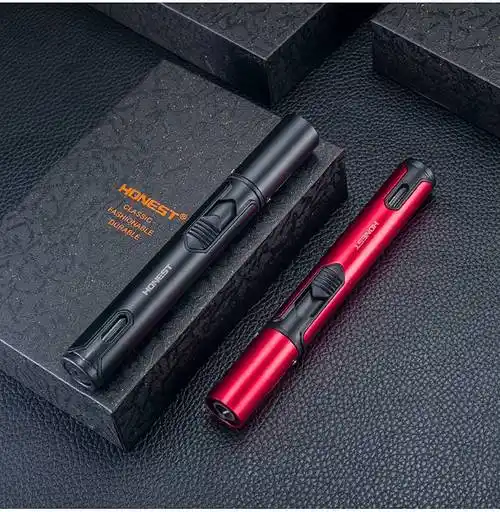 蓝焰直冲防风充气打火机创意个性潮户外电子喷枪手持艾灸点火器 咖啡