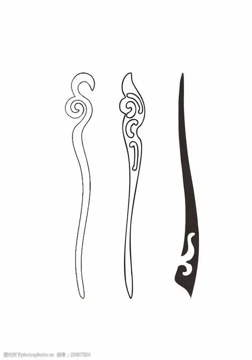 手工簪子设计图木簪矢量