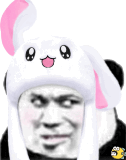 熊猫头玩抖音兔子帽gif_gif_抖音_头玩_熊猫_兔子表情