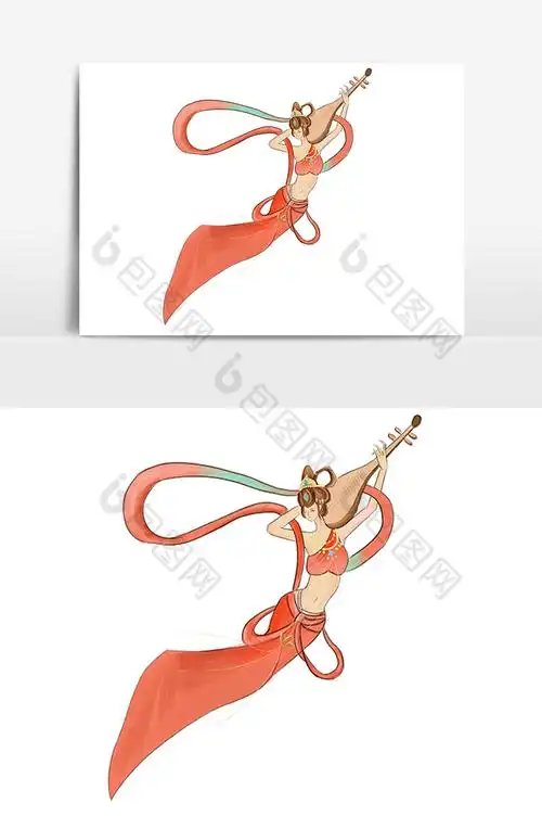 敦煌风飞天女神抱琵琶图片