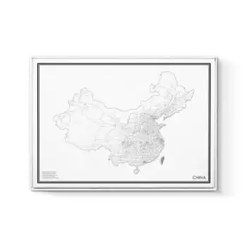 ht02222线描中国地图 100x140cm嵌框_(巨幅) 黑色 单幅价格