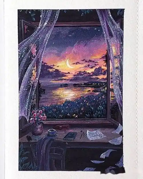 温柔唯美的水彩插画,治愈系风景画,一起来欣赏吧!_步骤_画面_成品