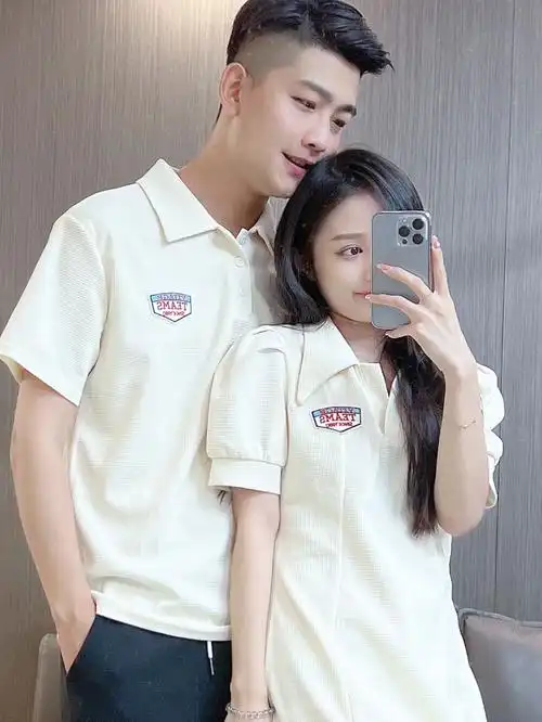 官图250克【6535珠地布后包领】 情侣装夏韩版polo短袖t恤一裙一衣