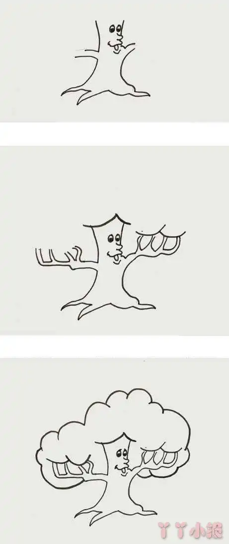 怎么画卡通大树简笔画步骤教程涂色