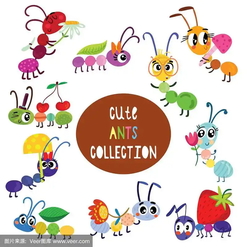 可爱的,蚂蚁,绘画插图,卡通,乐趣