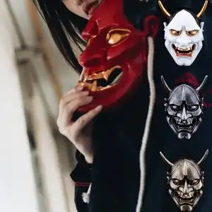 日本面具般若面具恐怖成人日本鬼武士cos魔鬼万圣节面具女兰陵王
