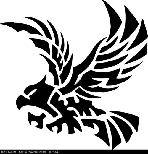 图腾黑色老鹰时尚矢量动物插画