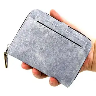 ck复古磨砂拉链钱包男短款时尚休闲抽卡式大容量公车卡零钱夹男蓝色