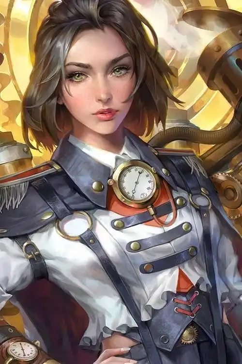 蒸汽朋克,蒸汽工程师,短发女孩,艺术图片 iphone 壁纸