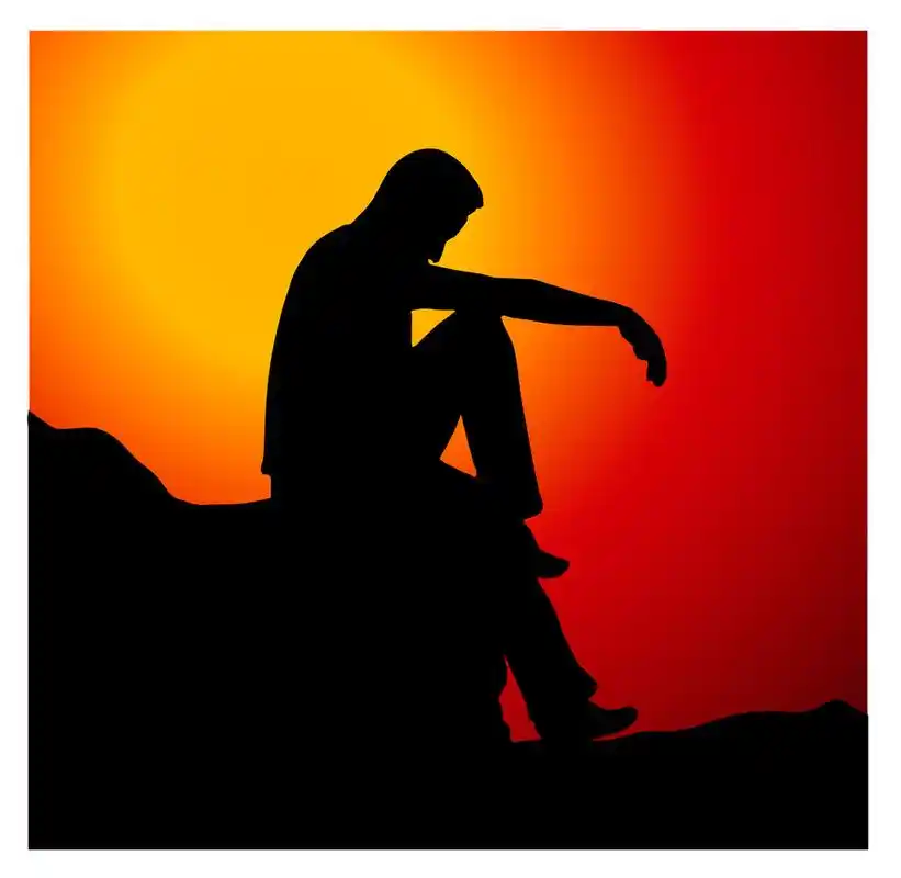 寂寞,抑郁症,男人,太阳,日落,山,轮廓,打印,人,创造力,姿势,悲伤,孤独
