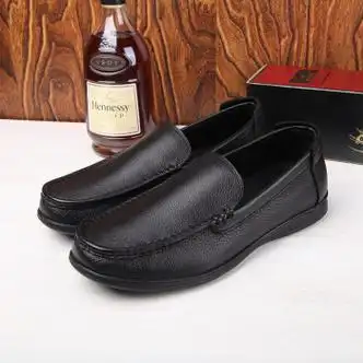 玛洛图秋夏牛皮中老年男士休闲软皮鞋大码男鞋子 黑色 40【图片 价格