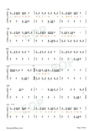 下山简单版双手简谱预览2