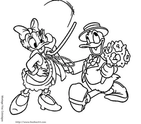 唐老鸭和黛西填色图[15p]_卡通动漫简笔画(涂色图片)_宝宝吧