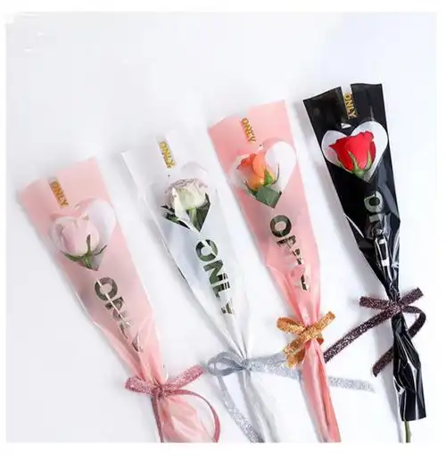 单支玫瑰花包装袋皇冠三角袋单支花束包装袋花艺鲜花包装材料