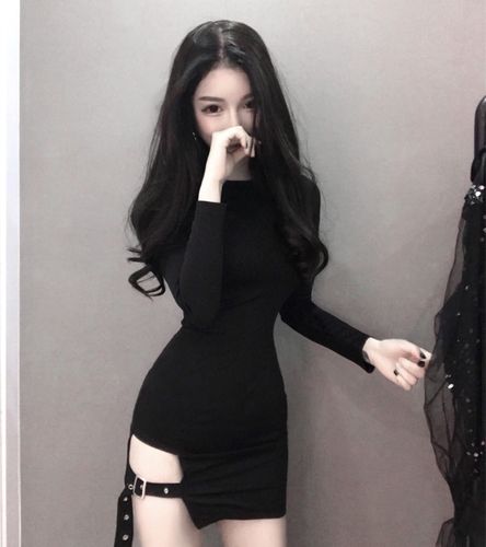 淘宝直播主播衣服服装长袖侧开气质夜店女神连衣裙
