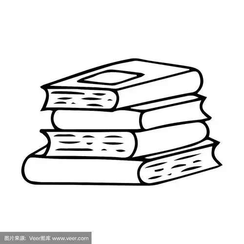 涂鸦风格的书籍堆叠.黑白矢量插图.