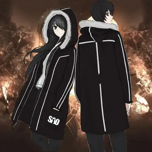 刀剑的神域桐人风衣二次元动漫周边 服加棉厚秋冬大衣外套中长