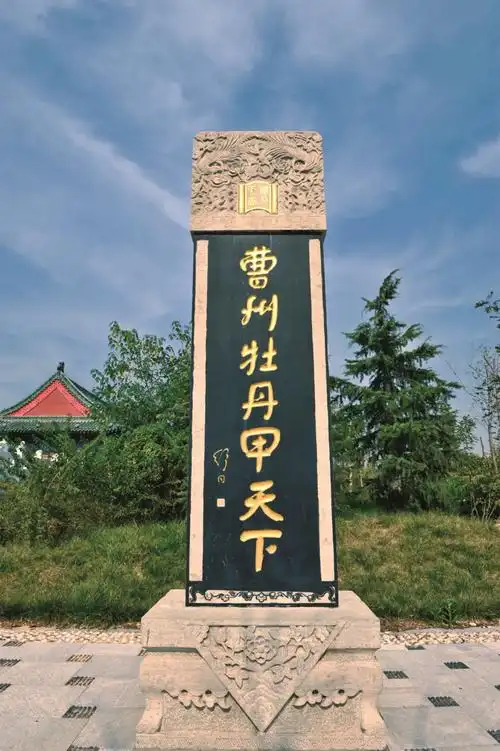 菏泽·曹州牡丹园牡丹甲天下碑刻(图片来源/好客山东文化和旅游图片库