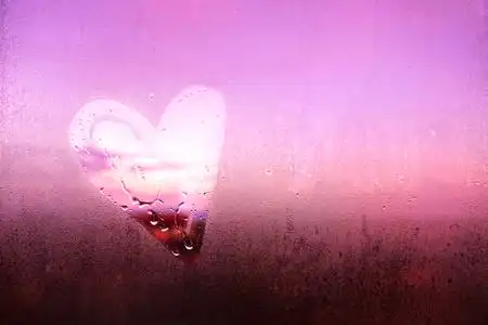 玻璃心签名句子雾气缭绕的窗玻璃上的心形.爱的概念.