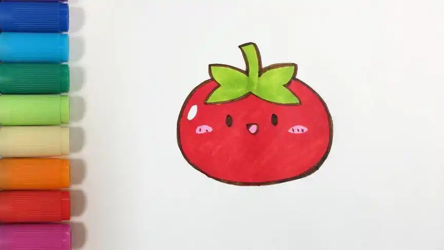 简笔画西红柿上颜色