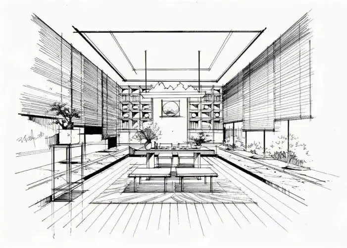 茶室照片写生步骤图分享[愉快]#艺术设计考研  #视觉传达设计考研手绘