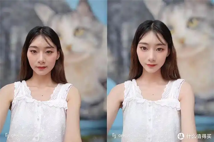 (左为素颜自拍,右为美颜效果)