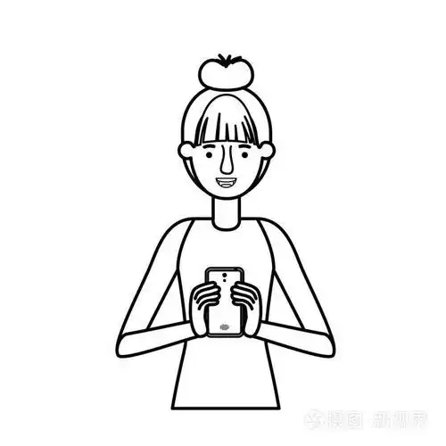 智能手机的年轻女人插画-正版商用图片0bl30a-摄图新视界
