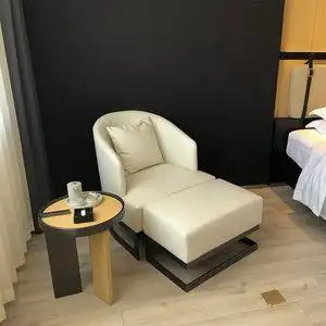 酒店宾馆客房单人靠背沙发椅布艺pu皮民宿公寓卧室休闲靠背0106d