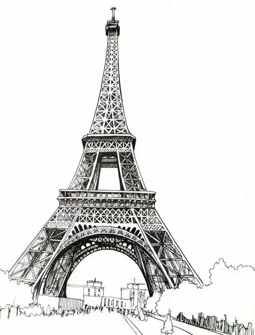 埃菲尔铁塔钢笔画.