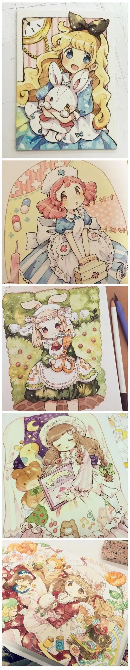 插画分享##绘画# 日本插画师mokarooru . 来自星星的梦哦 - 微博