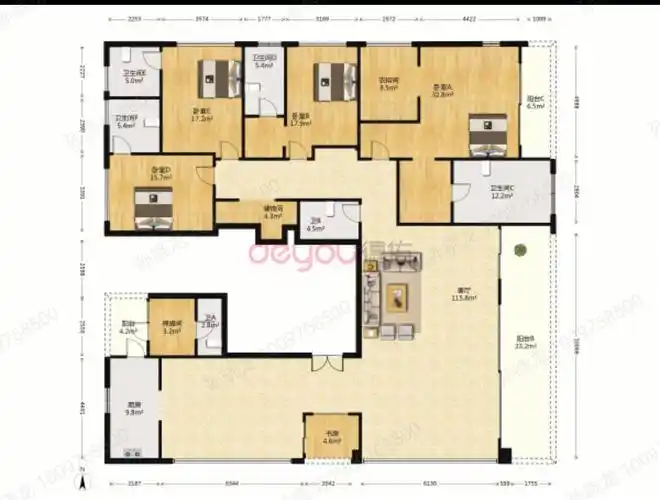 九曲河最高端系列大平层套内三百多平急售