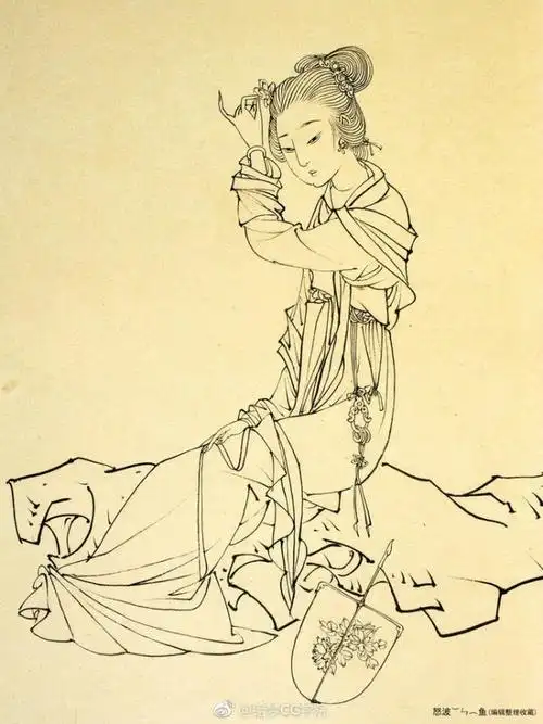 绘画参考# 今天分享一组已故国画大师蔡岚的白描仕女图.