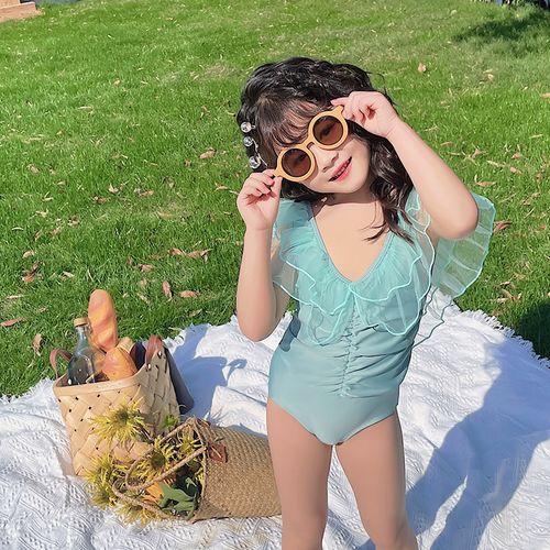 儿童泳衣女童韩国可爱女孩裙式游泳衣婴儿连体小童公主比基尼泳装