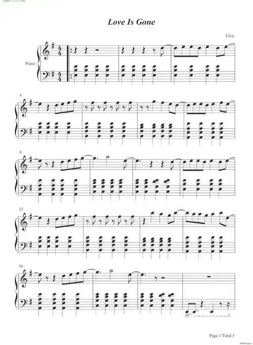 love is gone(钢琴谱)1