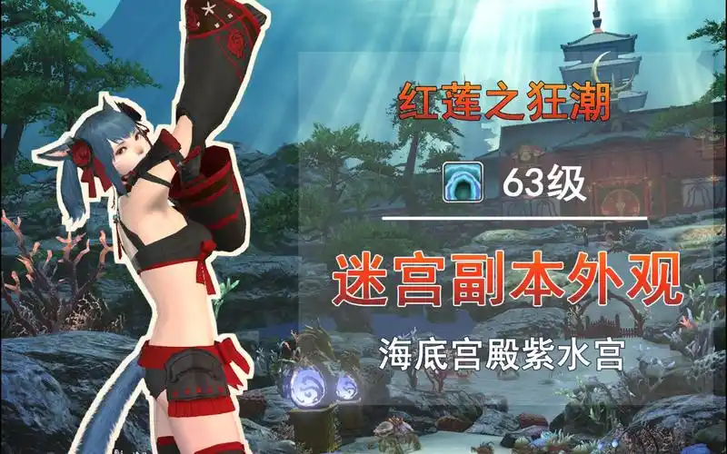 【ff14】4.0外观 63级迷宫副本服装 (海底宫殿紫水宫)猫娘模特