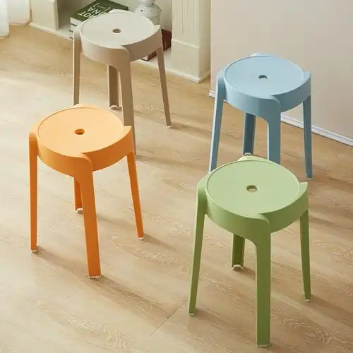 北欧圆凳塑料加厚成人凳子时尚板凳折叠餐桌凳家用椅子备用凳高凳