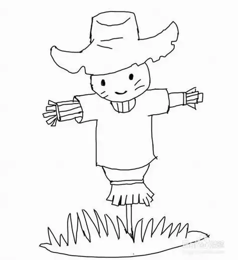 怎么画彩色简笔画稻草人稻草人简笔画 稻草人的画法稻草人的简笔画