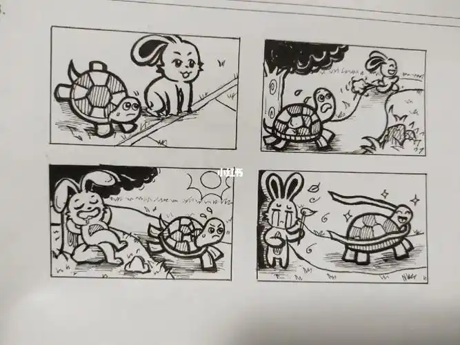 龟兔赛跑   四格漫画   连环画  原创安徽小学美术哪一年的真题不记得