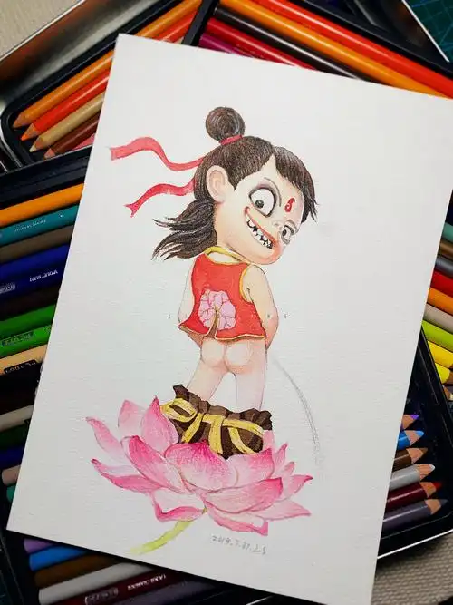 水彩手绘哪吒之魔童降世