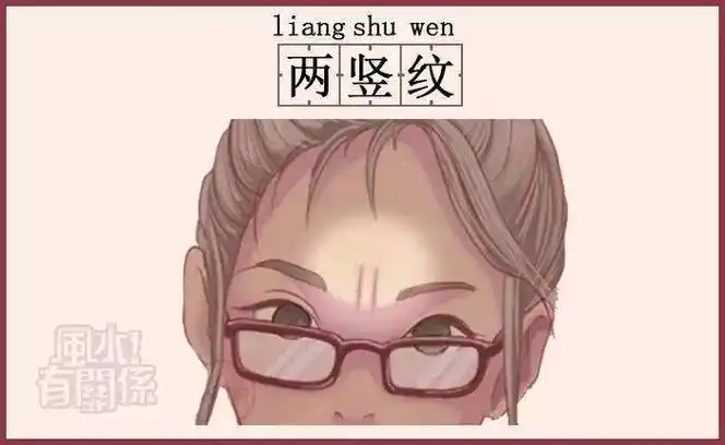 特征:在印堂中间的位置出现两条明显的竖纹,又称为双雀纹,是一种很