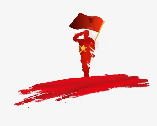 军人国旗漫画图片 军人和红旗的动漫图片