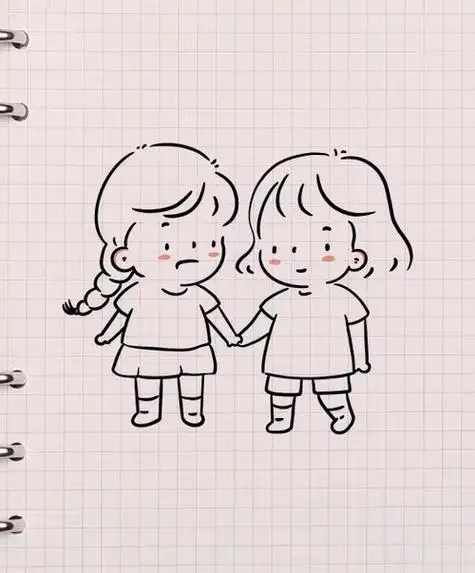闺蜜二人简笔画