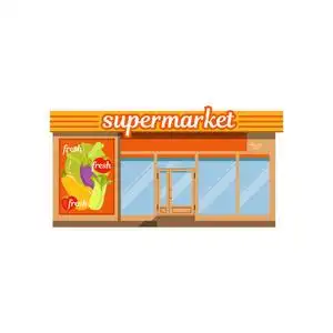 超市门面, 商店与陈列媒介例证照片