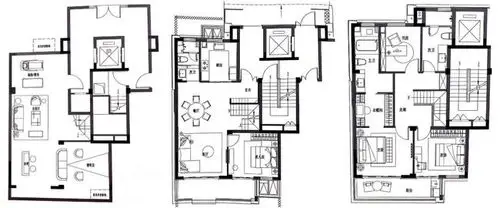项目叠墅户型图: ▼约175㎡下叠 4房2厅3卫