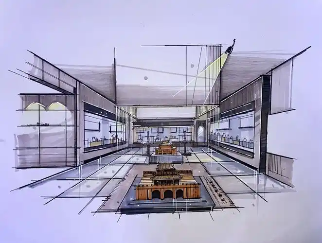 展厅室内马克笔手绘快速表达