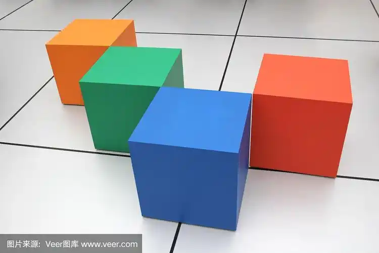 立方体,四个物体,水平画幅,形状,绿色
